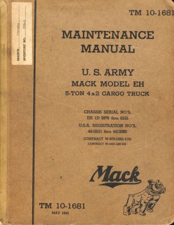 Maintenance Manual for US Army Mack Model EH
