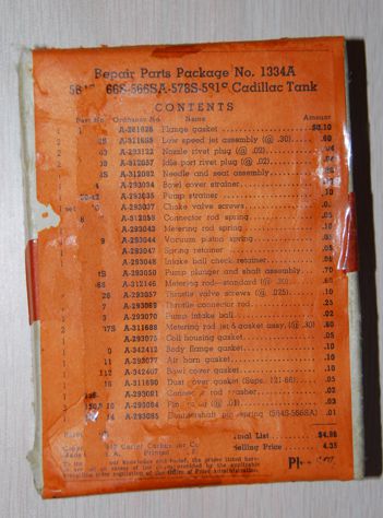 Carburetor Repair Parts Kit for Cadillac Tank 1942