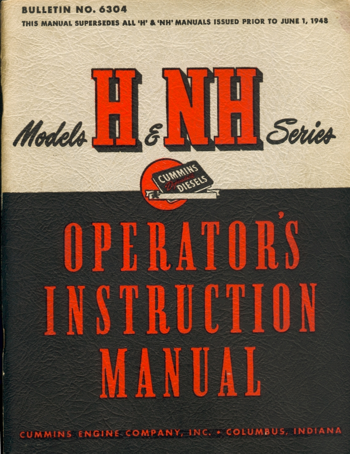 Cummins H and NH Series Operator's Instruction Manual