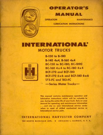 International Truck Operator's Manual for B, BC, BCF, & FC Series