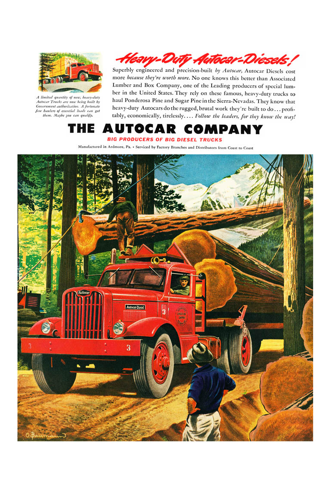 Vintage Poster-Autocar Trucks-Heavy-Duty Autocar Diesels!