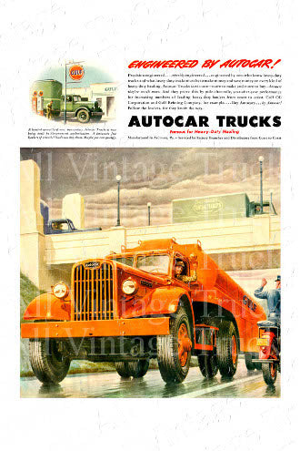 Vintage Poster - AutoCar Trucks - Engineered By Autocar!