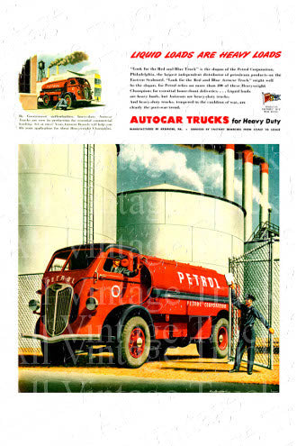 Vintage Poster - AutoCar Trucks- Liquid Loads Are Heavy Loads