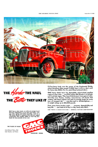 Vintage Poster-GMC Trucks-The Harder the Haul