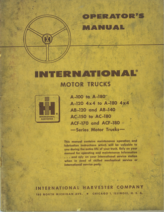International Trucks Operator's Manual for A Series