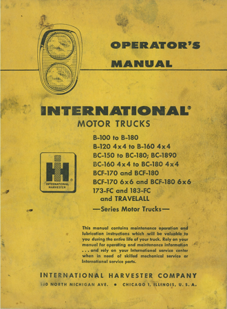 International Trucks Operator's Manual for B, BC and BCF Series