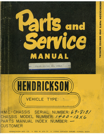 Hendrickson Parts and Service Manual for Model 140D