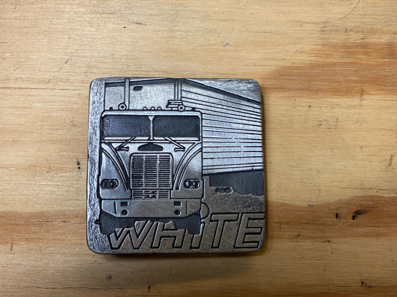 White Cab-Over Belt Buckle
